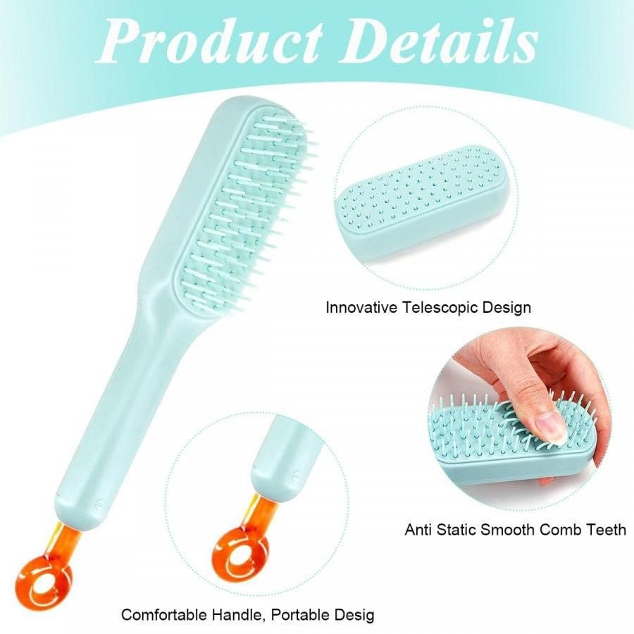 Self - cleaning Anti - static Massage Comb for Adults and Kids - Pack of 1 - 2Goat store